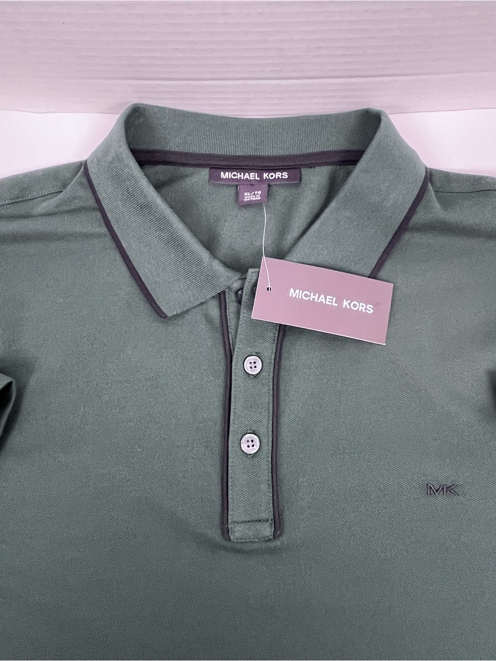 NWT Michael Kors Men's Cotton Blend Polo with Embroidered Logo Size XL; Preppy - Picture 7 of 14